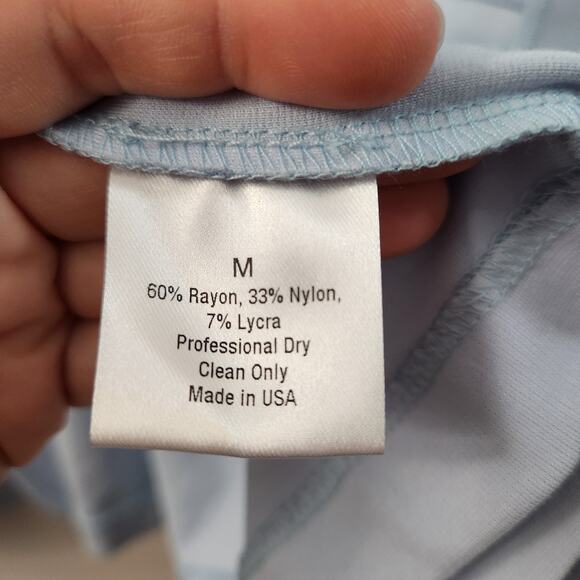 Miller Wendt Blue Open Front Blazer M Stretch Preppy Classic Office - Picture 7 of 8